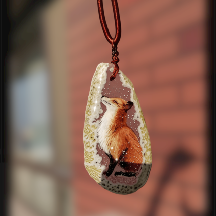 Handpainted pet portrait on agate